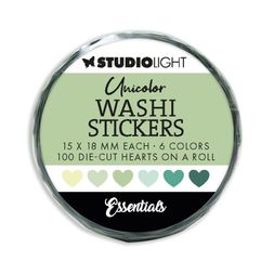 Washi samolepky Studio Light, 100 ks - Zelená srdíčka