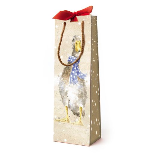 Dárková taška na víno Wrendale Designs "Xmas Goose" - Husa, vánoční